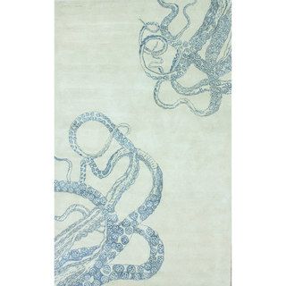Nuloom Handmade Octopus Tail Faux Silk / Wool Ivory Rug (5 X 8)