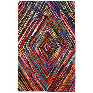 Kesa Multi colored Diamond Pattern Recycled Cotton Rug (5x8)