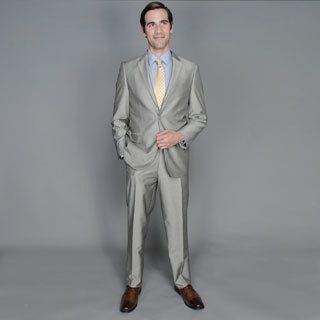 Mens Grey Sharkskin 2 button Suit