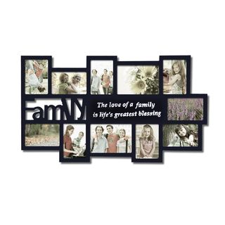 Adeco Adeco 11 opening Black Wooden Wall Hanging Collage Photo Frame Black Size 4x6