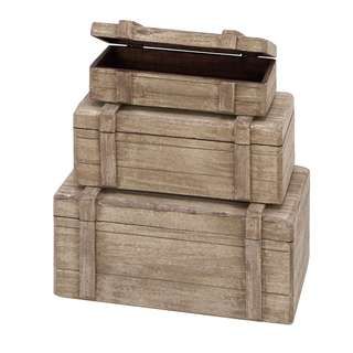 Wood Boxes Nautical Maritime Decor (set Of 3)