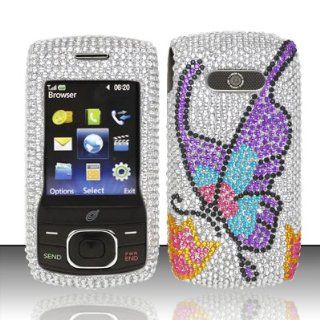 LG 620g Case Colorful Butterfly Hard Flashy Crystal Stones Diamond Cover Protector (Straight Talk) with Free Car Charger + Gift Box By Tech Accessories Cell Phones & Accessories
