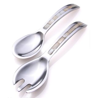 Aluminum And Mother Of Pearl Inlay 2 piece 10 inch Serving Set