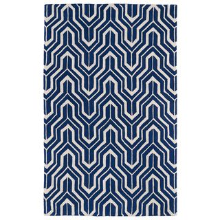 Kaleen Rugs Hand tufted Cosmopolitan Navy/ Ivory Wool Rug (96 X 13) Blue Size 96 x 13