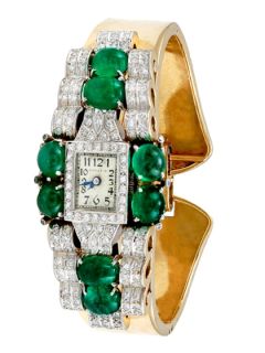 Hamilton Diamond & Emerald Watch, 27mm by Estate Fine Jewelry