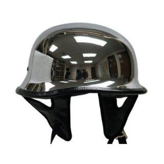DOT German Silver CHROME Motorcycle Half Helmet Biker~L(HY809 L CHRM) Automotive