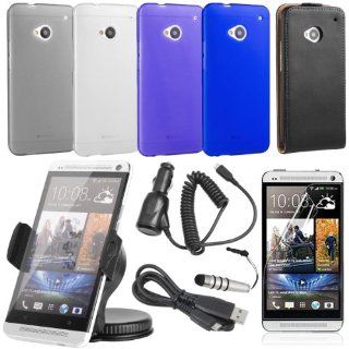 12 IN 1 Bundle Flip Case + Car Charger + Screen Protector For HTC ONE M7 BC176 Cell Phones & Accessories