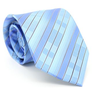 Ferrecci Blue Striped Neck Tie And Handkerchief Set