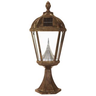 Gama Sonic Gs 98p Royal Solar Light With 7 Bright white Leds, Pier Base For Flat Mount, Weathered Bronze Finish