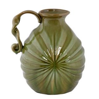 Privilege Green Ceramic Decorative Pitcher