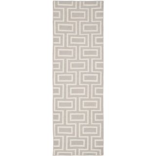 Safavieh Handwoven Moroccan Dhurrie Contemporary Gray/ Ivory Wool Rug (26 X 8)