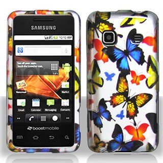 Yellow Blue Butterfly Hard Cover Case for Samsung Galaxy Prevail SPH M820 Cell Phones & Accessories