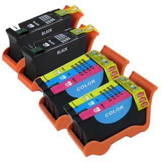 Dell Series 21 (y498d / Y499d) Black And Color Compatible Ink Cartridge Set (remanufactured) (pack Of 4)