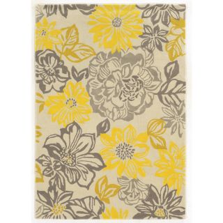 Trio Collection Floral Grey/ Yellow Area Rug (2 X 3)