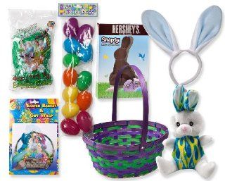 Easter Basket Complete with Easter Basket, Easter Bunny, Bunny Ears Headband, 12 Bright Easter Eggs, Hershey's Snap Apart Bunny Milk Chocolate, Green Grass & Gift Wrap (DIY) Toys & Games