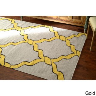 Nuloom Flatweave Lattice Wool Gold Rug (7 6x 9 6)