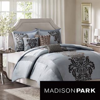 Madison Park Madison Park Estella 7 piece Comforter Set Blue Size Queen