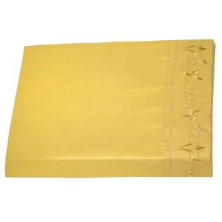 Hatzlocha Microfiber Solid Embroidered Floral Sheet Set Gold Size Full