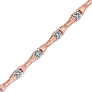 10 CT. T.W. Diamond Station Bracelet in Sterling Silver and 14K Rose