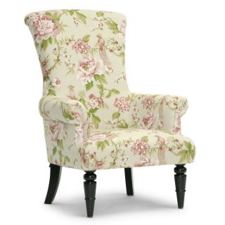 Baxton Studio Kimmett Beige/ Pink Linen Floral Accent Chair