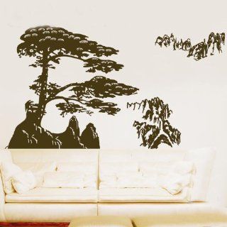 Big Pine Tree Branch with Mountain Leaf Leaves Trees Art Decals Wall Sticker Vinyl Wall Decal Stickers Living Room Bed Baby Room 818 