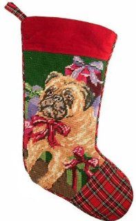 Fawn Pug Needlepoint Dog Christmas Stocking   Home And Garden Products