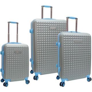 Travelers Club Metro 3 Piece Expandable 8 wheel Luggage Set Silver/blue