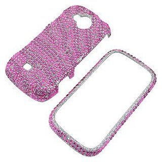 Rhinestones Protector Case Samsung Reality SCH U820 Hot Pink Zebra Stripes Full Diamond Cell Phones & Accessories