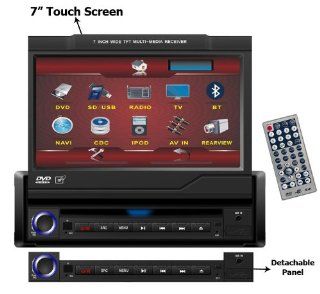 All in one Car Motorised In dash DVD Player with TV/Bluetooth/GPS, Features High Resolution 7 Inch Touch Screen with Anti theft Detachable Panel  Vehicle Dvd Players 