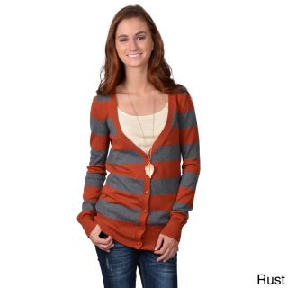 Journee Collection Journee Collection Juniors Striped Button up Cardigan Brown Size S (4  6)
