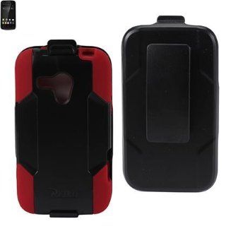 Reiko SLCPC09 SAMM830BKRD Compact and Durable Hybrid Combo Case with Holster, Belt Clip and Kickstand for Samsung Galaxy Rush   1 Pack   Retail Packaging   Black/Red Cell Phones & Accessories