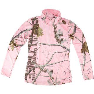 Ladies Realtree Pink Camouflage Quarter Zip Light Weight Jacket (Medium)  Camouflage Hunting Apparel  Sports & Outdoors