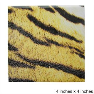 Tiger Print Textured Ceramic Wall Tile (pack Of 20)