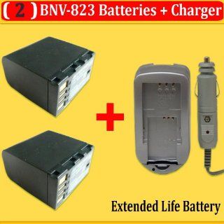 2 PACK jvc BN VF823 BN VF823U Replacement Lithium Ion Batteries + AC/DC rapid charger for jvc GR DA30 GR DA30U GR D750U GR D770U GR D850U GZ HD7U GZ HD10 GZ HD30 camcorders  Camera & Photo