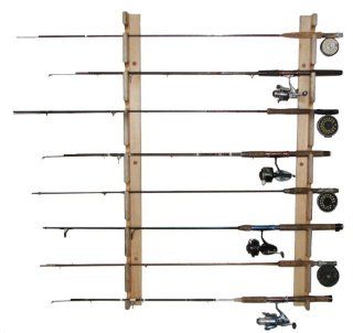 Fishing Rod Storage Rack Horizontal (PINE) (48"H x 3"W x 3"D)  Wall Mount Fishing Rod Rack  Sports & Outdoors