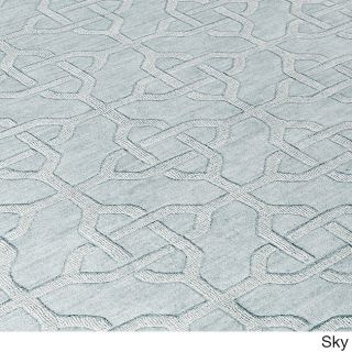 Hand loomed Troy Casual Solid Tone Geometric Wool Area Rug (33 X 53)