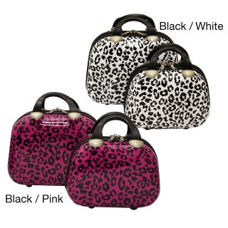 Dejuno Leopard Couture 2 piece Hardside Cosmetic Train Case Set