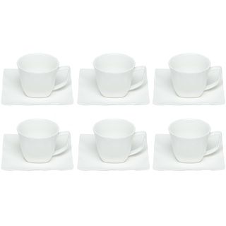Red Vanilla Wave Espresso Cup And Saucer (set Of 6)