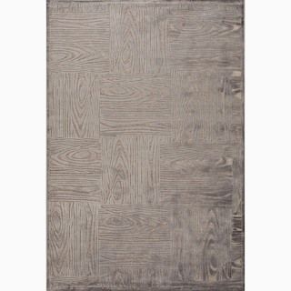 Hand made Gray/ Tan Art Silk/ Chenille Modern Rug (9x12)
