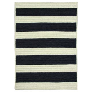 Nautical Stripe Navy Reversible Braided Rug (8 X 11)