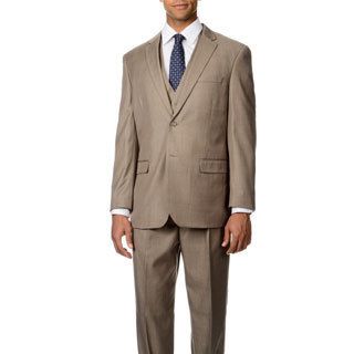 Caravelli Italy Mens Superior 150 Tan 3 piece Vested Suit