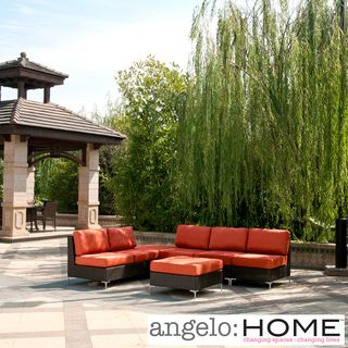Angelohome Angelohome Napa Springs Tulip Red 5 Piece Sectional Indoor/outdoor Resin Wicker Red Size 5 Piece Sets