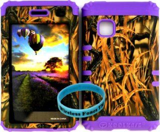 Premium Hybrid Cover Case Shredder Grass Camo Hard Plastic Snap on +Purple Soft Silicone For LG 840G LG840G TracFone/StraightTalk/Net 10 With Wireless Fones WristBand Cell Phones & Accessories