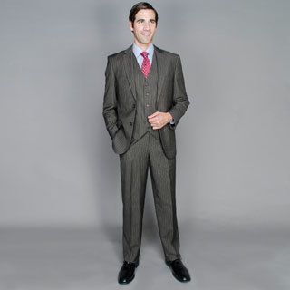 Unity Nick, Inc. Mens Brown Stripe 2 button Vested Suit Brown Size 38R