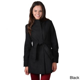 Journee Collection Journee Collection Juniors Belted Wool Blend Belted Coat Black Size S (1  3)