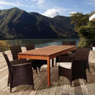 ia Bianca 7 piece Wood/ Wicker Outdoor Dining Set Brown Size 7 Piece Sets