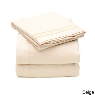 Bed Bath N More Triple Stitch 4 piece Bed Sheet Set Off White Size Twin
