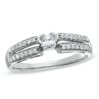 CT. T.W. Princess Cut Diamond Promise Ring in 10K White Gold