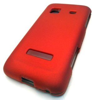 Samsung Galaxy M828c Precedent RED SOLID HARD Rubberized Feel Rubber Coated Cover Case Skin Straight Talk Protector Hard Cell Phones & Accessories