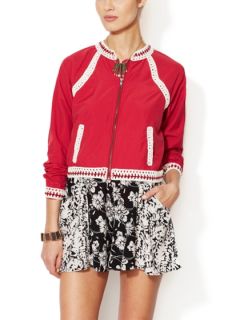 Crochet Inset Baseball Jacket by Free People